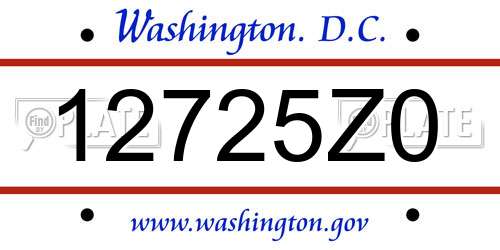 12725Z0 District Of Columbia License Plate