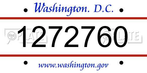 1272760 District Of Columbia License Plate