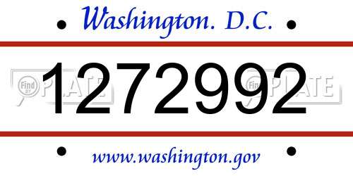 1272992 District Of Columbia License Plate