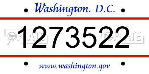 1273522 District Of Columbia License Plate