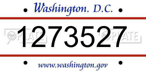 1273527 District Of Columbia License Plate