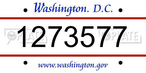 1273577 District Of Columbia License Plate