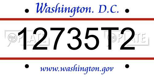12735T2 District Of Columbia License Plate