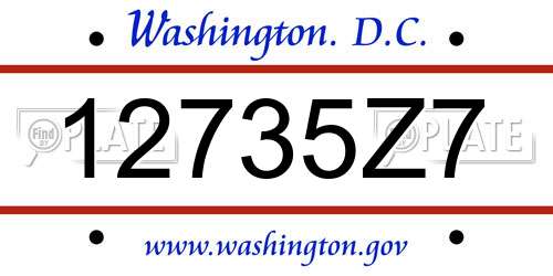 12735Z7 District Of Columbia License Plate