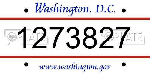 1273827 District Of Columbia License Plate