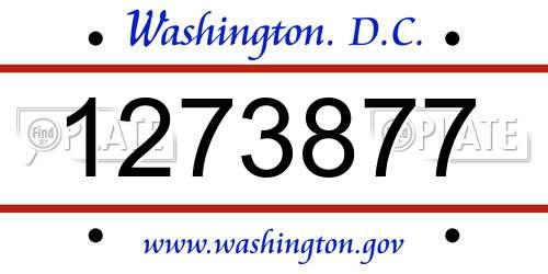 1273877 District Of Columbia License Plate