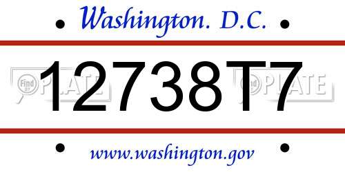 12738T7 District Of Columbia License Plate