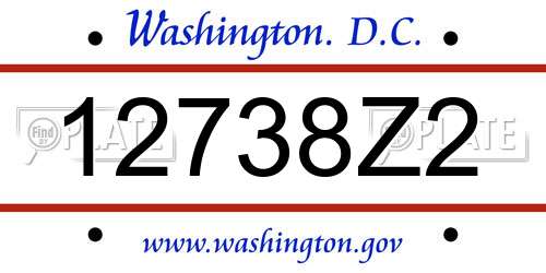 12738Z2 District Of Columbia License Plate