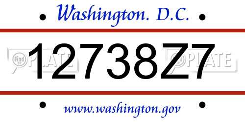12738Z7 District Of Columbia License Plate