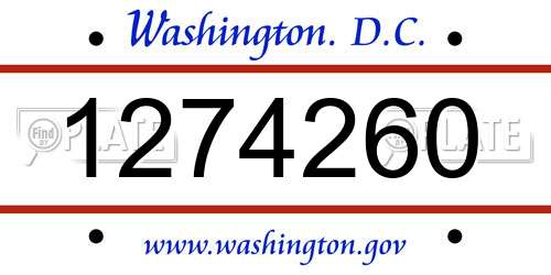 1274260 District Of Columbia License Plate