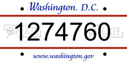 1274760 District Of Columbia License Plate