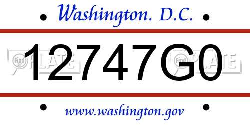 12747G0 District Of Columbia License Plate