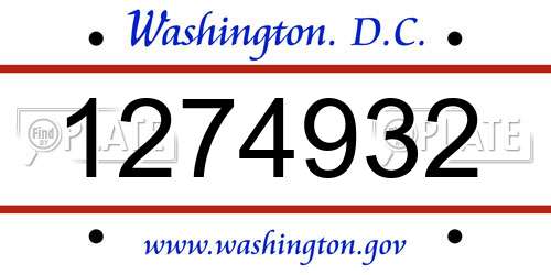 1274932 District Of Columbia License Plate