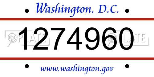 1274960 District Of Columbia License Plate