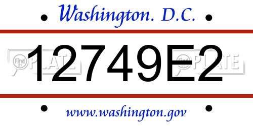 12749E2 District Of Columbia License Plate
