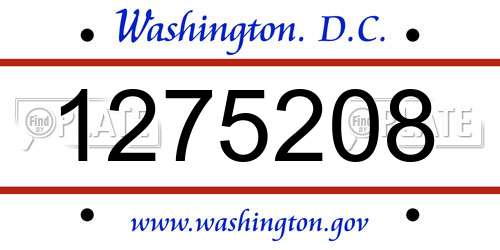 1275208 District Of Columbia License Plate