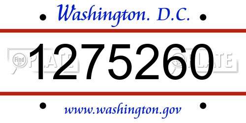 1275260 District Of Columbia License Plate