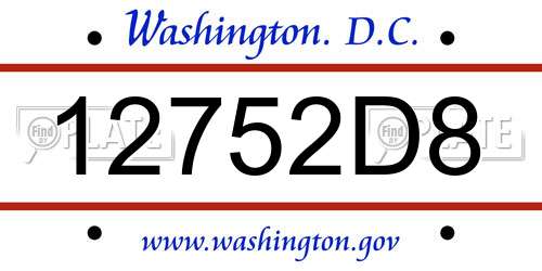 12752D8 District Of Columbia License Plate