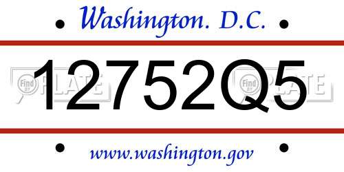 12752Q5 District Of Columbia License Plate