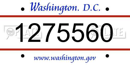 1275560 District Of Columbia License Plate
