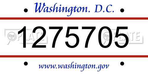 1275705 District Of Columbia License Plate