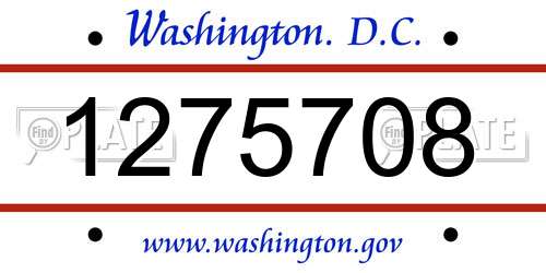 1275708 District Of Columbia License Plate