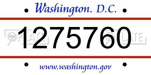 1275760 District Of Columbia License Plate