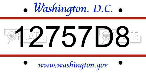 12757D8 District Of Columbia License Plate