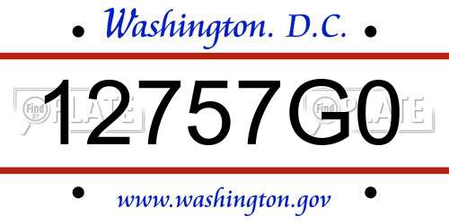 12757G0 District Of Columbia License Plate