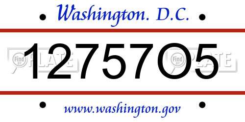 12757O5 District Of Columbia License Plate