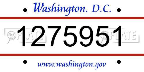 1275951 District Of Columbia License Plate