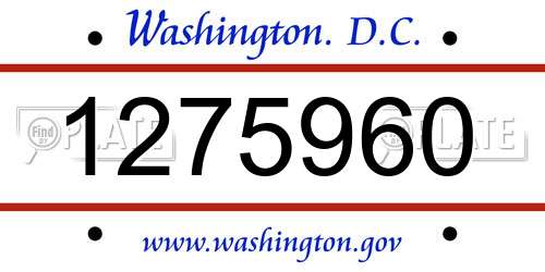 1275960 District Of Columbia License Plate
