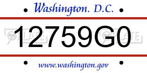 12759G0 District Of Columbia License Plate