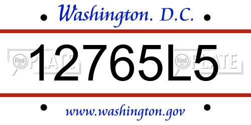 12765L5 District Of Columbia License Plate