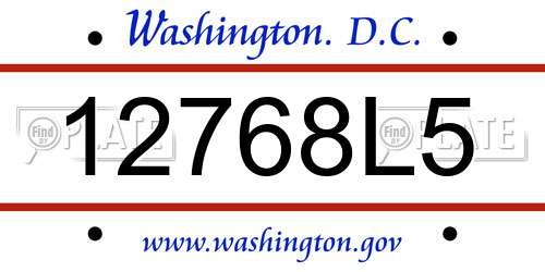 12768L5 District Of Columbia License Plate