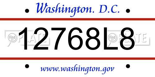 12768L8 District Of Columbia License Plate
