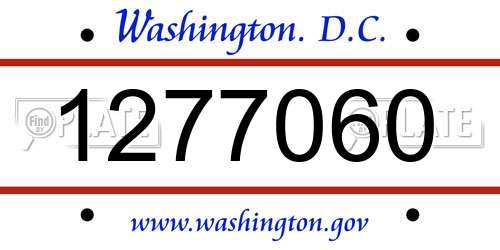 1277060 District Of Columbia License Plate
