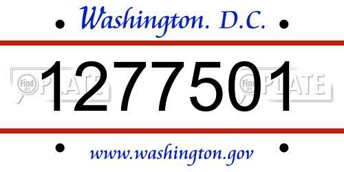 1277501 District Of Columbia License Plate