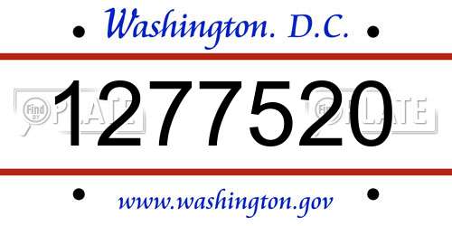 1277520 District Of Columbia License Plate