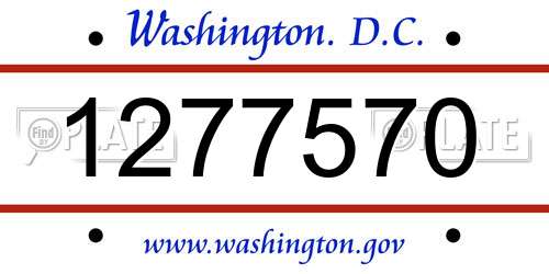 1277570 District Of Columbia License Plate