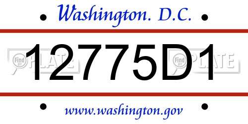 12775D1 District Of Columbia License Plate