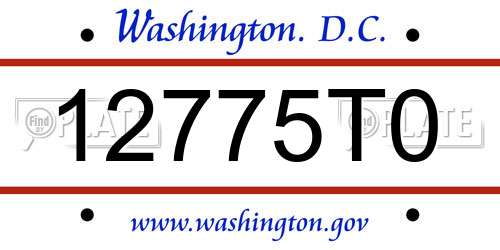 12775T0 District Of Columbia License Plate