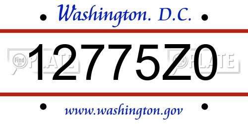 12775Z0 District Of Columbia License Plate