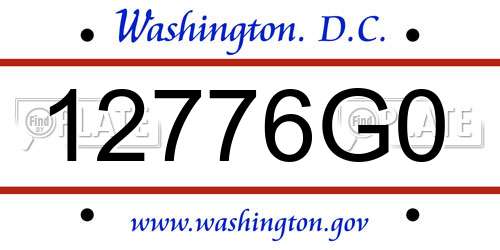 12776G0 District Of Columbia License Plate