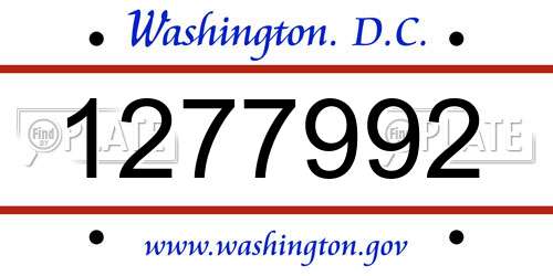 1277992 District Of Columbia License Plate