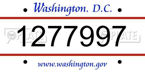 1277997 District Of Columbia License Plate