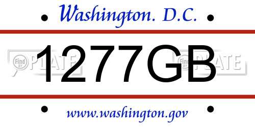 1277GB District Of Columbia License Plate