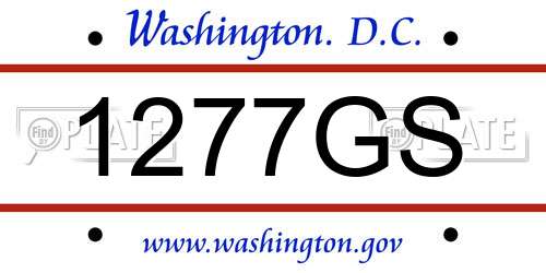 1277GS District Of Columbia License Plate