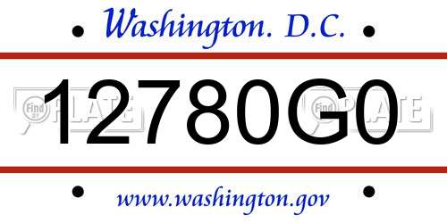 12780G0 District Of Columbia License Plate