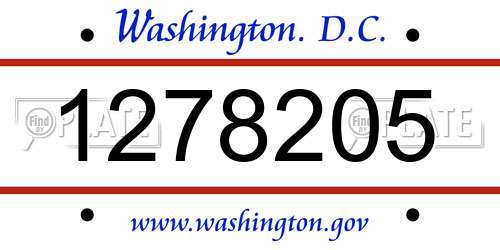 1278205 District Of Columbia License Plate